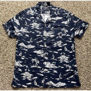 Abercrombie Fitch Shirt Mens Large Blue Hawaiian Short Sleeve NEW
